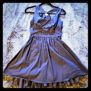 Navy blue flared vintage retro 1950s style dress